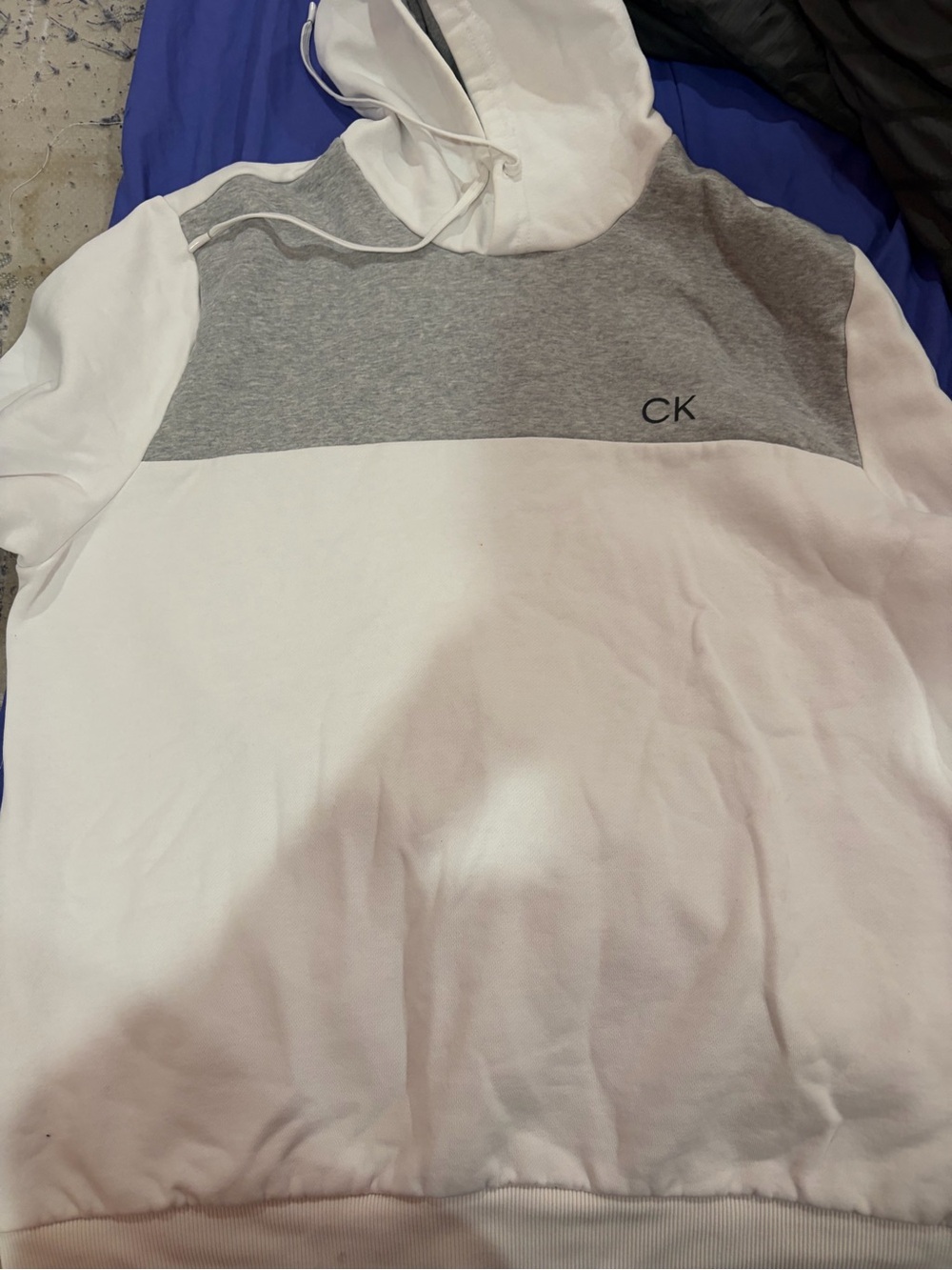 Calvin Klein White & Gray Colorblock Hoodie